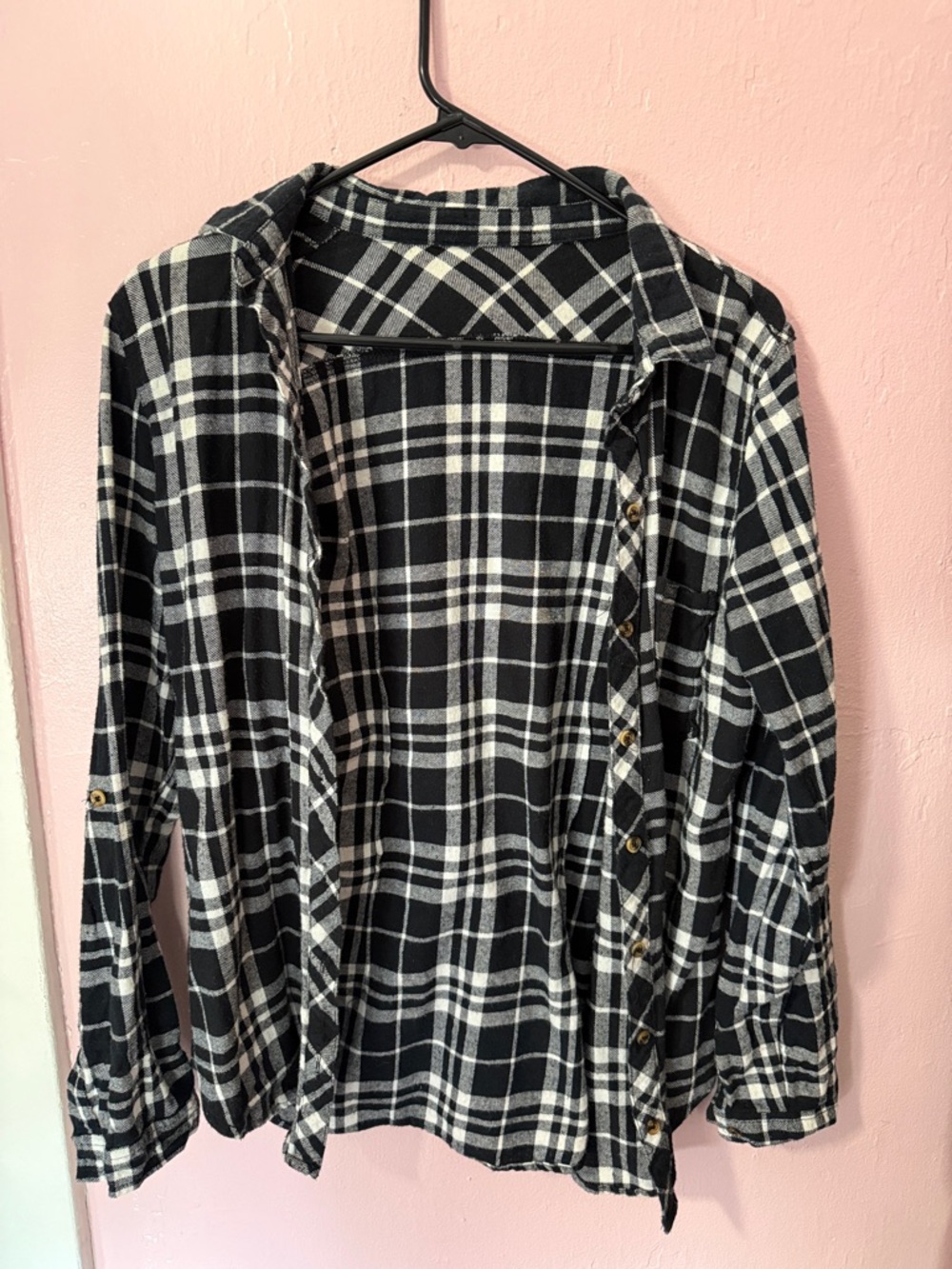 Black and White Plaid Button-Up Shirt